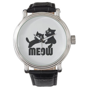 schwarze Katze, miau Armbanduhr