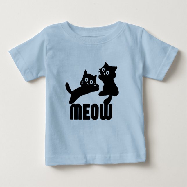 schwarze Katze, miau Baby T-shirt (Vorderseite)