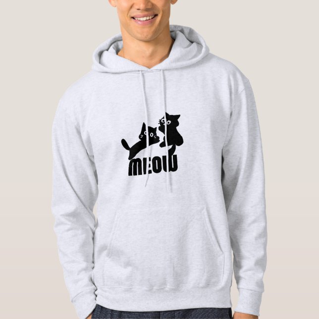 schwarze Katze, miau Hoodie (Vorderseite)