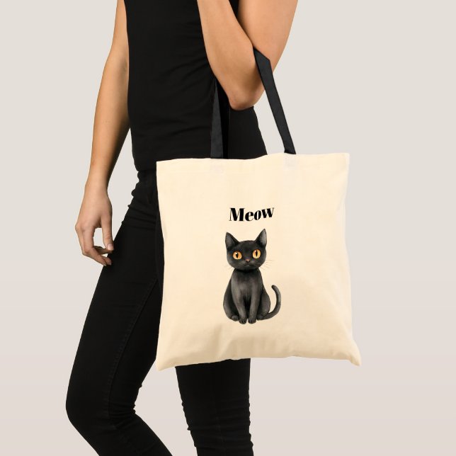 Schwarze Katze Miau Maus Tragetasche (Vorderseite (Produkt))