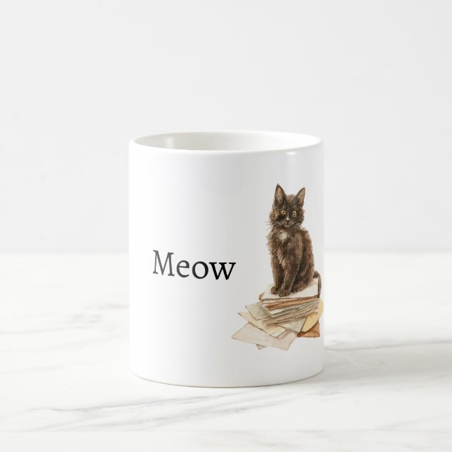 Schwarze Katze Miauen Kaffeetasse (Mittel)