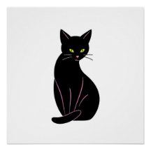 Schwarze Katze Minimal Illustration