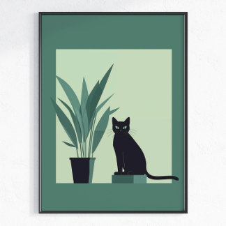 Schwarze Katze Minimalistische Wandkunst Moderne G Poster