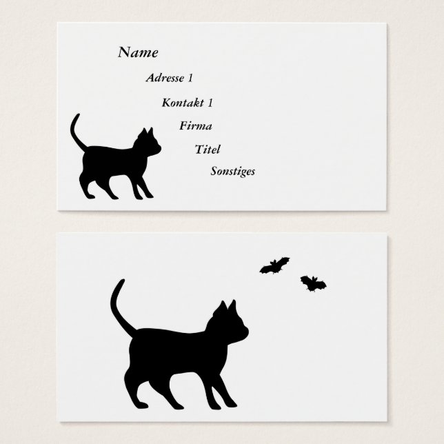 Schwarze Katze mit Bat (Vorne & Hinten)