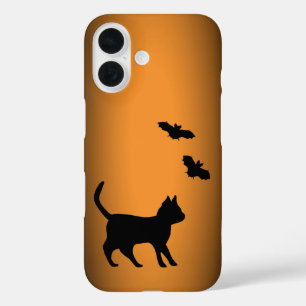 Schwarze Katze mit Bat iPhone 16 Hülle