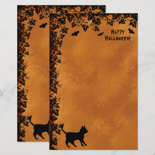 Schwarze Katze mit Bat , Glückliches Halloween! Briefpapier