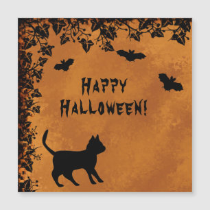 Schwarze Katze mit Bat, glückliches Halloween Magnetkarte