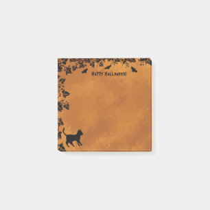 Schwarze Katze mit Bat, glückliches Halloween Post-it Klebezettel