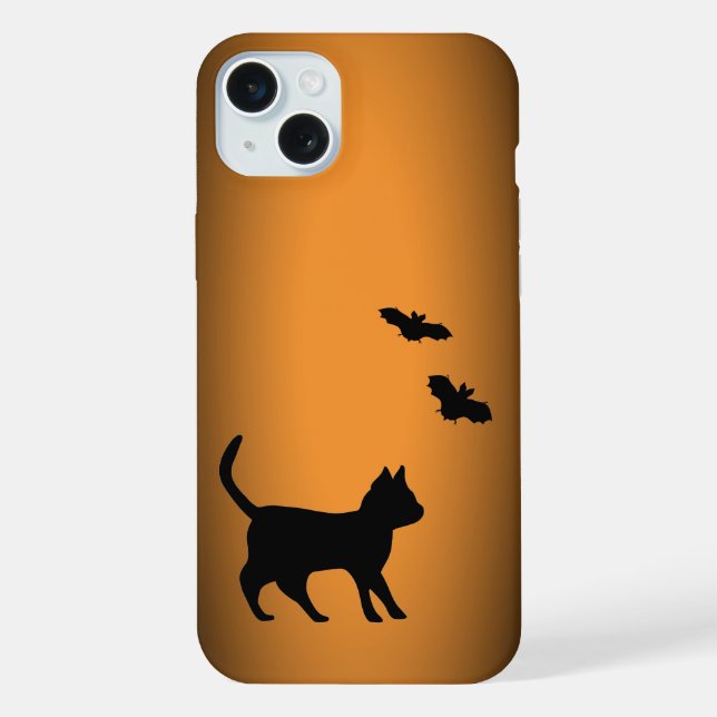 Schwarze Katze mit Bat iPhone Hülle (Rückseite)