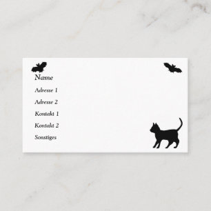 Schwarze Katze mit Bat Visitenkarte