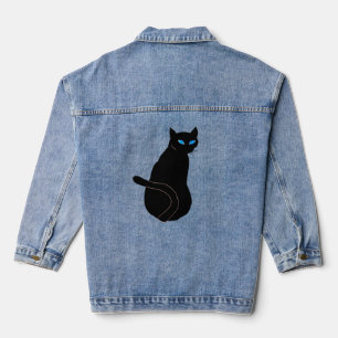 Schwarze Katze mit blauen Augen Denim Jacket Jeansjacke