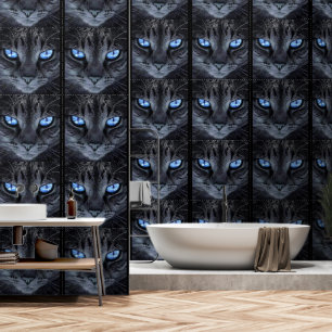 Schwarze Katze mit blauen Augen Tapete
