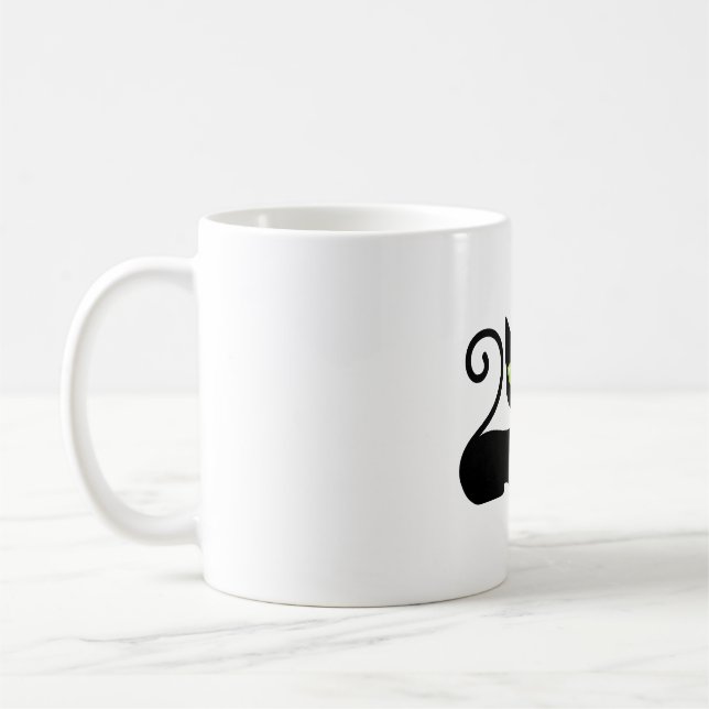 Schwarze Katze mit Blume Kaffeetasse (Links)