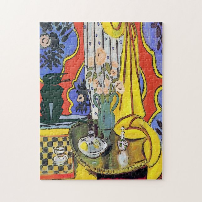 Schwarze Katze mit Blume Puzzle (Vertikal)