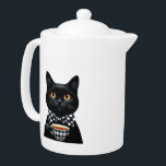 Schwarze Katze mit Bow-Krawatte<br><div class="desc">Schwarze Katze mit Bow-Krawatte-Teekanne</div>