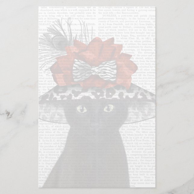 Schwarze Katze mit Fabelhut Briefpapier (Vorderseite)