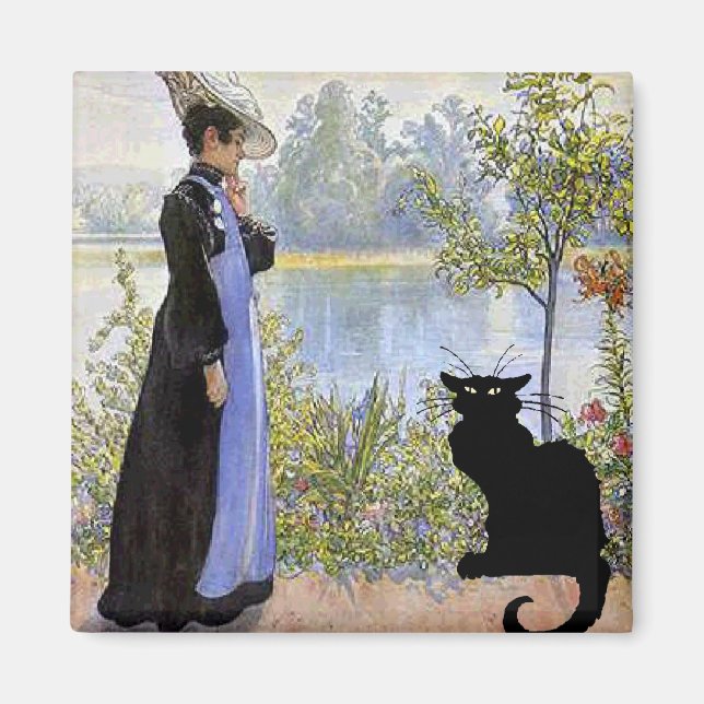 Schwarze Katze mit Frau Magnet (Vorne)
