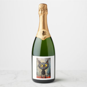 Schwarze Katze mit gelben Augen