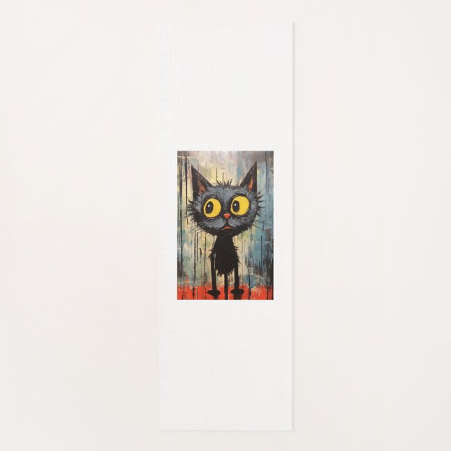 Schwarze Katze mit gelben Augen Yogamatte (Vorderseite)