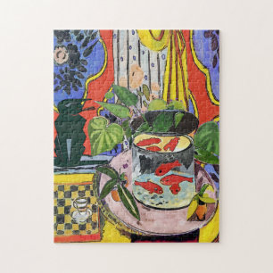 Schwarze Katze mit Goldfisch Puzzle