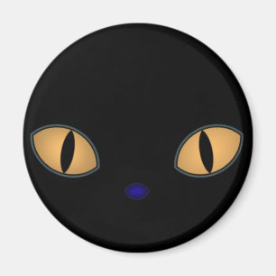 Schwarze Katze mit großen orangefarbenen Augen Magnet