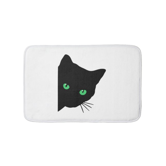 Schwarze Katze mit grünen Augen Badematte (Vorderseite)