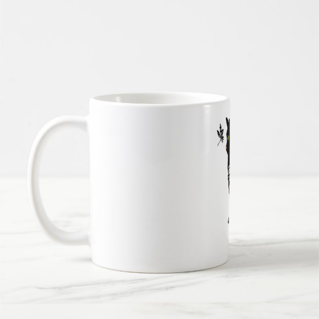 Schwarze Katze mit grünen Augen Kaffeetasse (Links)