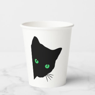 Schwarze Katze mit grünen Augen Pappbecher