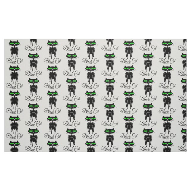 Schwarze Katze mit grünen Augen Stoff (Fat Quarter (45,7 x 55,9 cm))