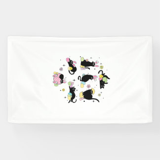 Schwarze Katze mit Haseneiern Frohen Ostertag pass Banner