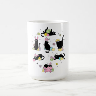 Schwarze Katze mit Haseneiern Kaffeetasse