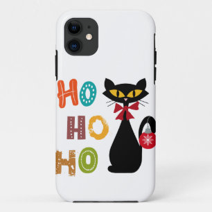 Schwarze Katze mit Ho Ho Ho Textdesign Case-Mate iPhone Hülle