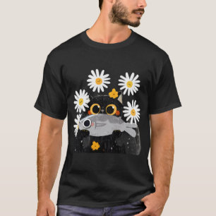 Schwarze Katze mit ihrem Lieblingsfisch T-Shirt