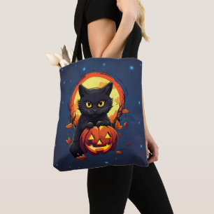 Schwarze Katze mit Jack-O' Lantern Halloween