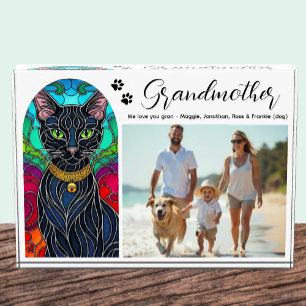 Schwarze Katze mit Jingle Bell Art Mosaik, Großmut Fotoblock