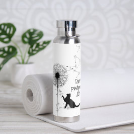 Schwarze Katze mit Kronleuchter und Zitat Trinkflasche