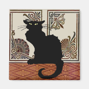 Schwarze Katze mit Kunst-Schirm Magnet