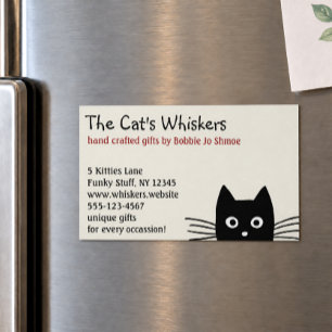 Schwarze Katze mit langen Schnurrhaaren Magnetische Visitenkarte