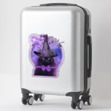 Schwarze Katze mit lila Aura