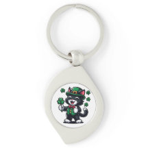 Schwarze Katze mit Lucky Klee