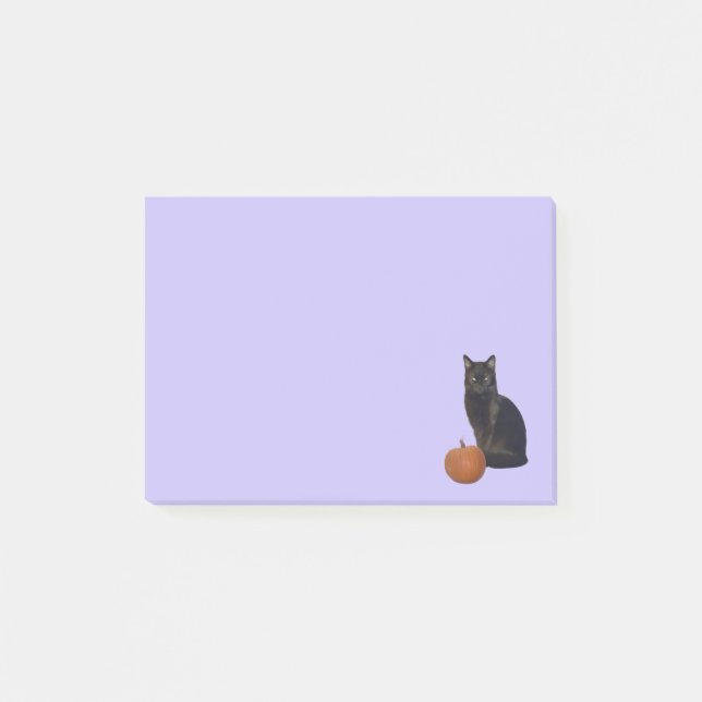 Schwarze Katze mit Orange Pumpkin Foto Cutouts Lil Post-it Klebezettel (Vorderseite)