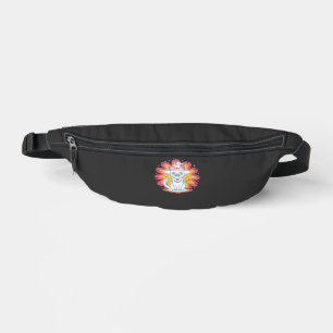 Schwarze Katze mit psychedelischer Blume Oversized Bauchtasche