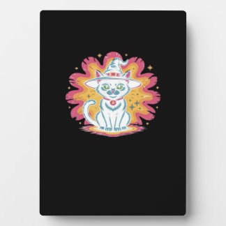 Schwarze Katze mit psychedelischer Blume Oversized Fotoplatte