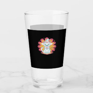 Schwarze Katze mit psychedelischer Blume Oversized Glas