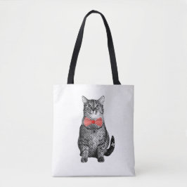 Schwarze Katze mit Red Polka Dot Bow Krawatte Nied