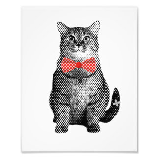 Schwarze Katze mit Red Polka Dot Bow Krawatte Nied Fotodruck