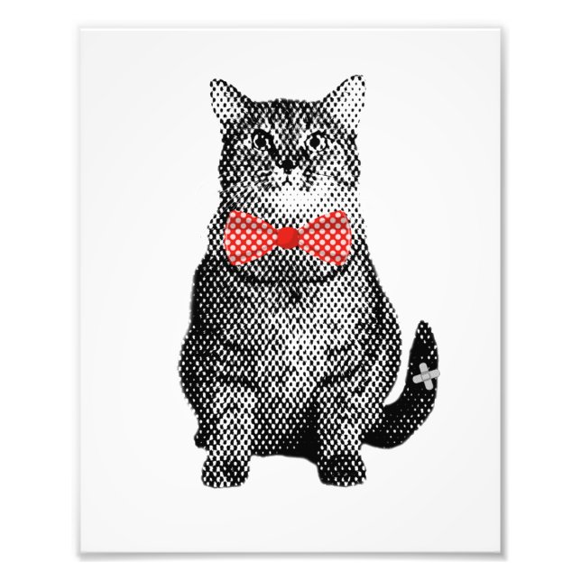 Schwarze Katze mit Red Polka Dot Bow Krawatte Nied Fotodruck (Vorne)