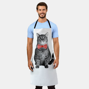 Schwarze Katze mit Red Polka Dot Bow Krawatte Nied Schürze