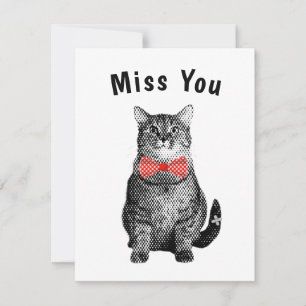 Schwarze Katze mit roter Punkte-Schleife - Cute Mi Mitteilungskarte