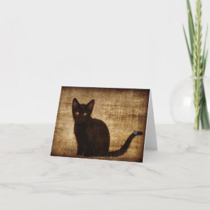 Schwarze Katze mit Schmetterling Notecard Karte